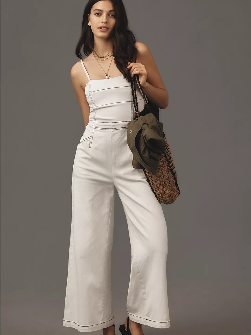 Pilcro White Wide-Leg Jumpsuit